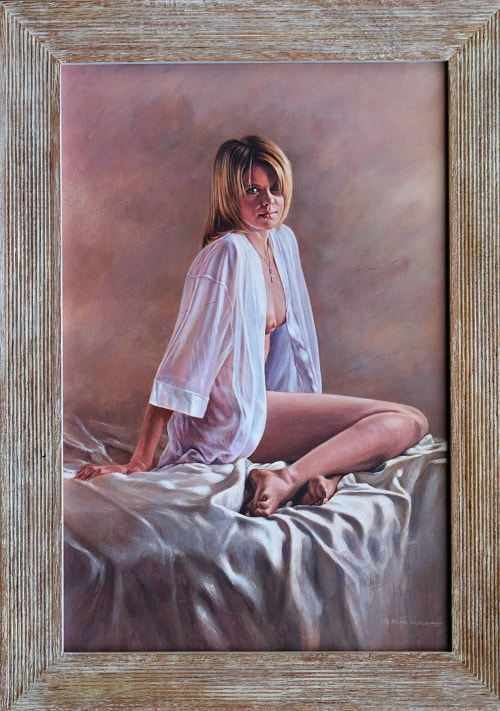 Nude seated on Bed Painting