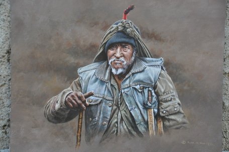 Old Man Portrait Painting by Alan M Hunt